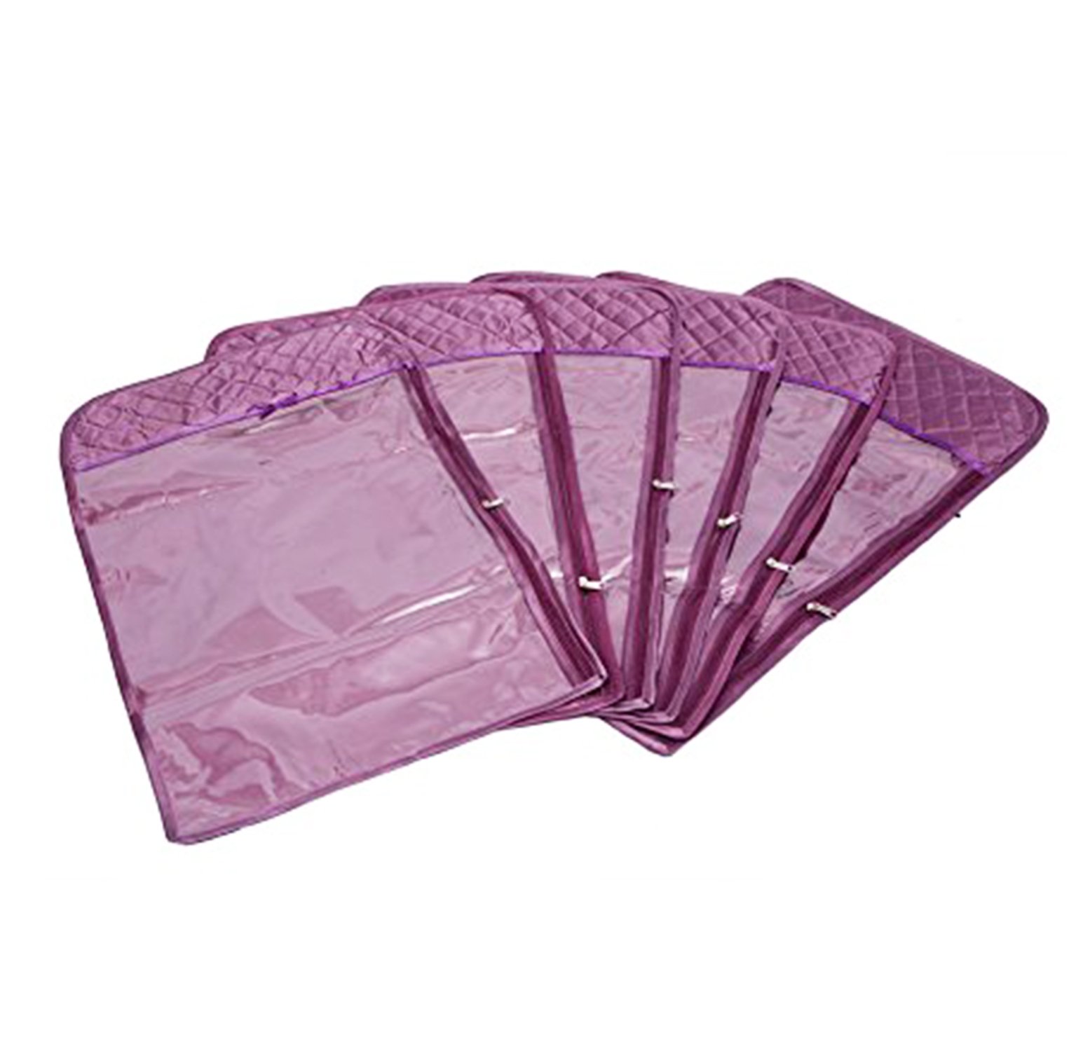 atorakushon® Satin Hanging Saree Cover Garments Wedding Wardrobe Organizer Purple (Pack of 3 Purple) 1