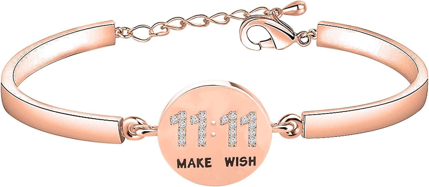 BNQL 11 11 Make a Wish Necklace 11 11 Angel Numbers Necklace Make a Wish Gift Jewelry for Women Girls, Acciaio inossidabile