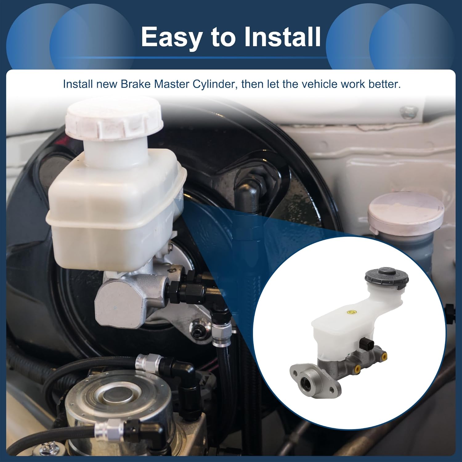 Brake Master Cylinder with Reservoir No.46100SENH51 for Honda Fit 2005-2008(GD1/3/6/8) Hydraulic Master Cylinder Silver Tone Aluminum Alloy 1 Pcs