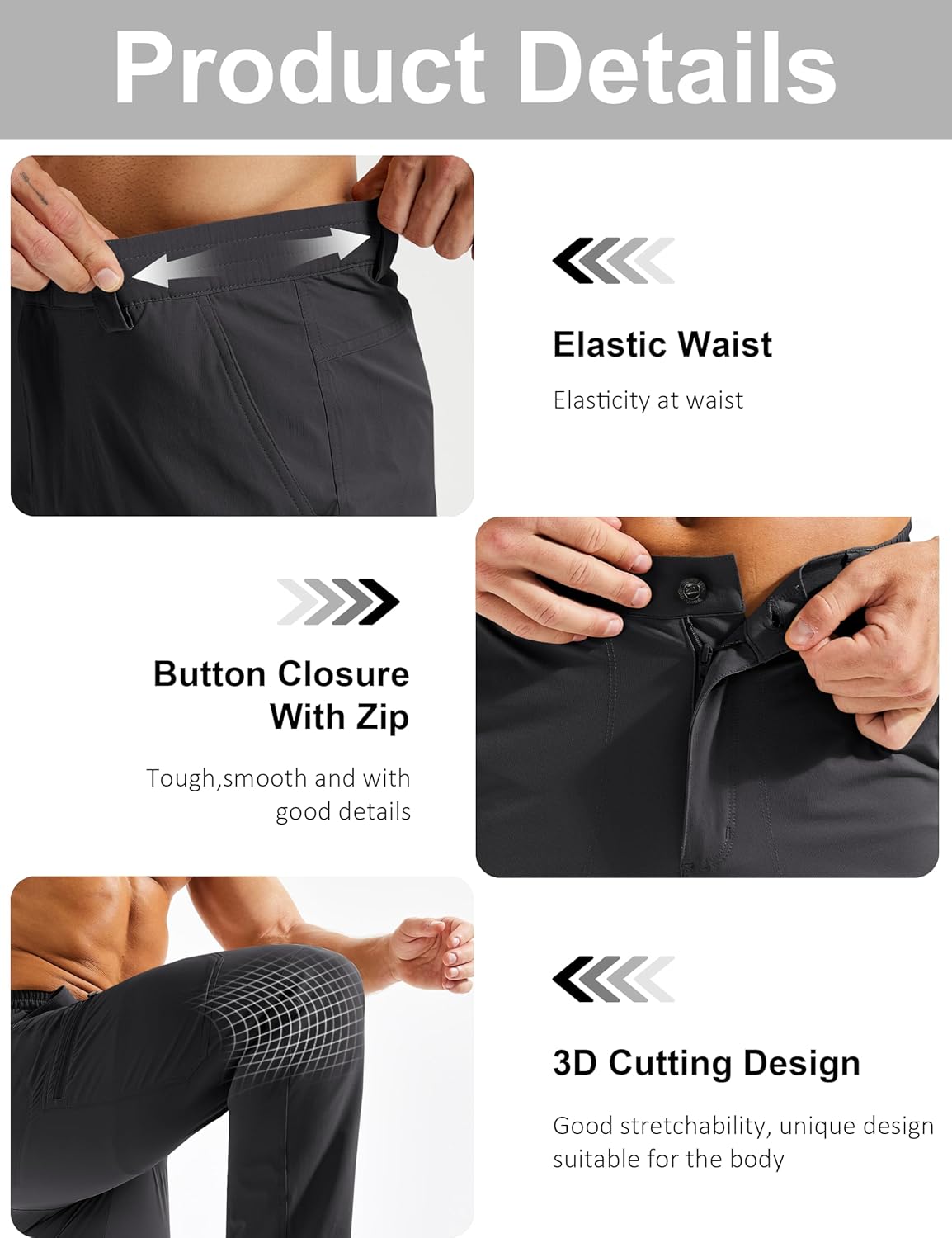 TACVASEN Men's Hiking Pants Quick Dry Lightweight Waterproof Breathable Casual Outdoor Fishing Travel Summer Pants - Image 5