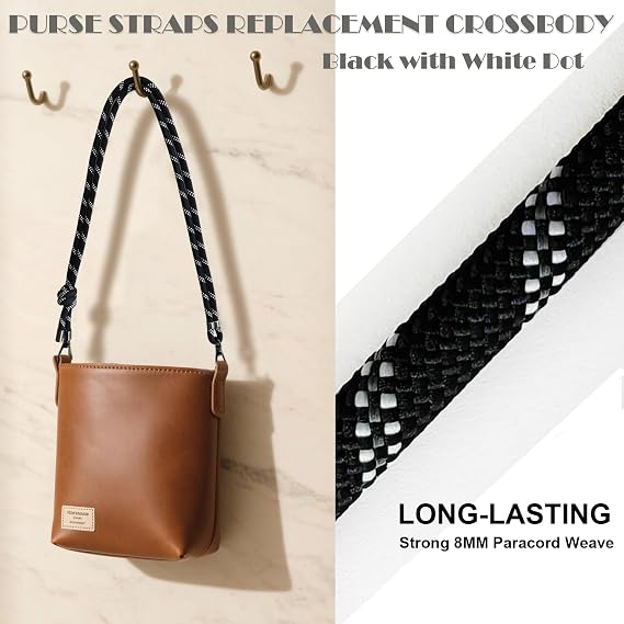 Adjuatable Paracord Rope Bag Strap Crossbody with Gold Bag Extender Chain
