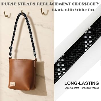 Adjuatable Paracord Rope Bag Strap Crossbody with Gold Bag Extender Chain