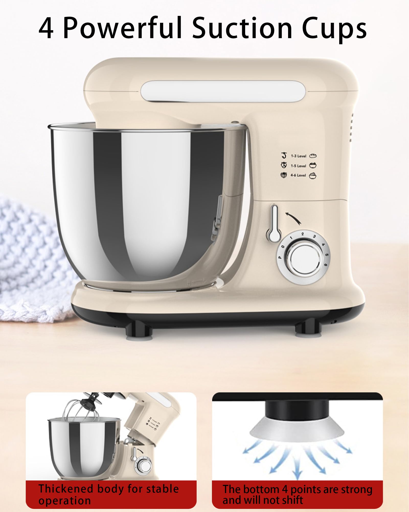 3,5L Impastatrice Da Banco, Robot Da Cucina Elettrico 1000W con Regolazione A 6 Velocità, Gancio Per Impasto & Frusta Per Uova & Paletta Mescolatrice, Macchina Per Torte Per impastare la pasta