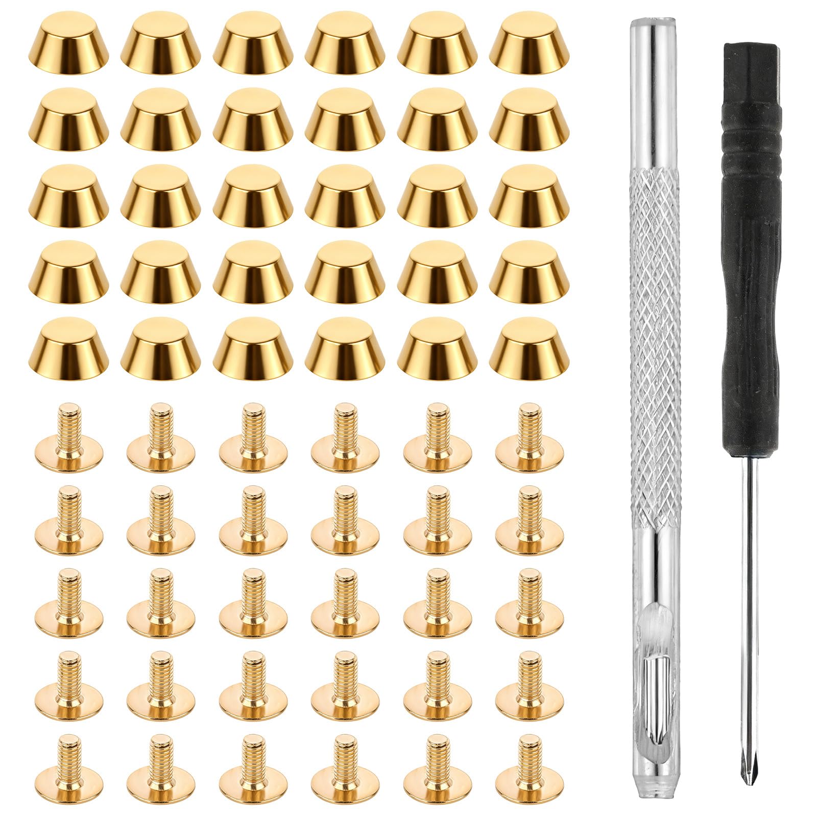 50 piezas de patas para bolso de mano, patas de latón, patas de rosca, patas planas de cuero, accesorios de hardware, remaches de tornillo, adecuados para bolsos, carteras, bolsas de mano y otros