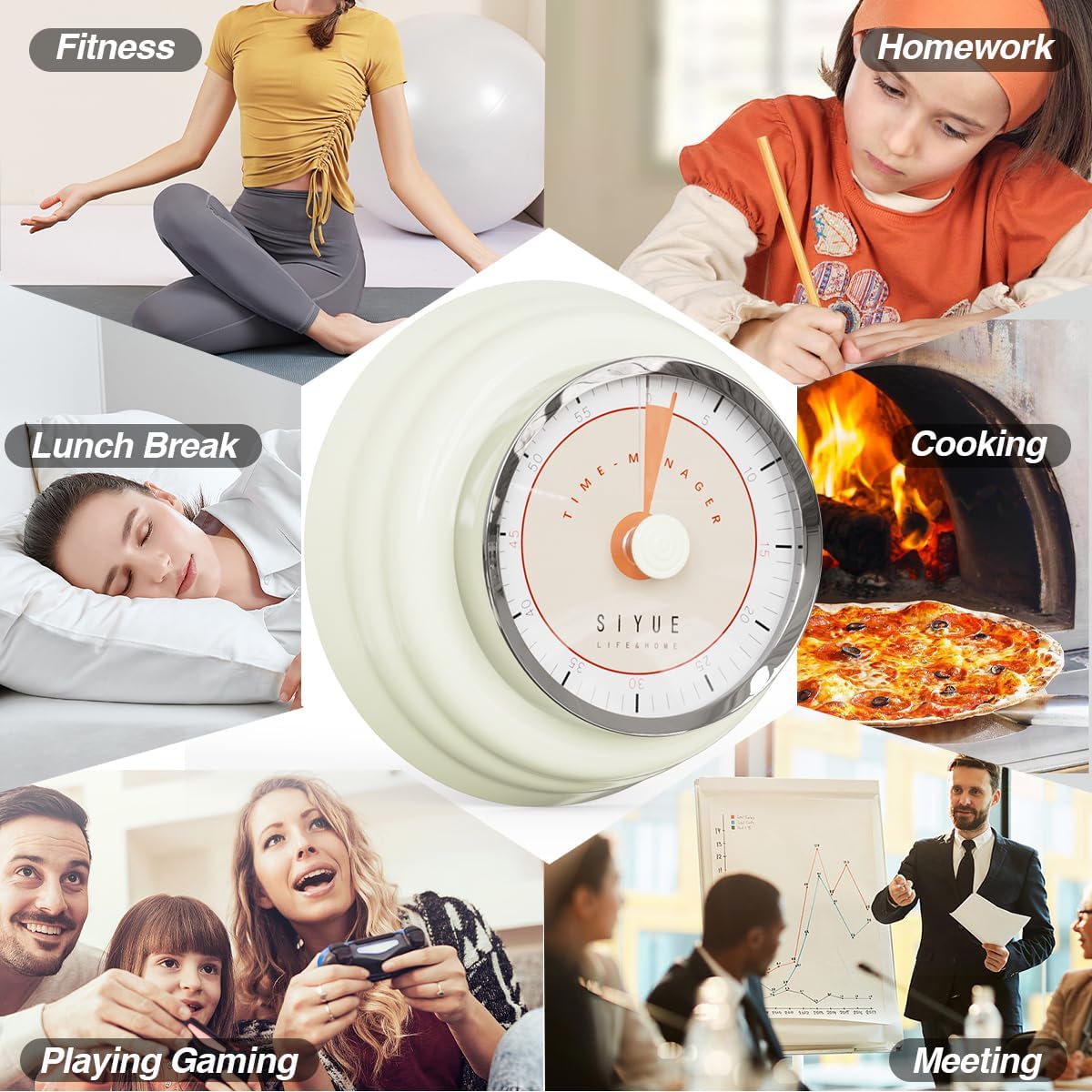 Magnetic Retro Kitchen Timer, Classic Mechanical Cooking Timer,Factory Wholesale Sales (100, White)