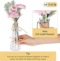 Vista 7 de Nilos 10 jarrones de flores pequeños para centros de mesa, jarrones de vidrio transparente con diseño de cuerda para flores, jarrones de brotes