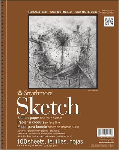 Strathmore Serie 400 - Cuaderno para bocetos, 14 x 21.6 cm, 100 hojas - Cuaderno de bocetos para artistas, dibujo, ilustración, estudiantes de clase