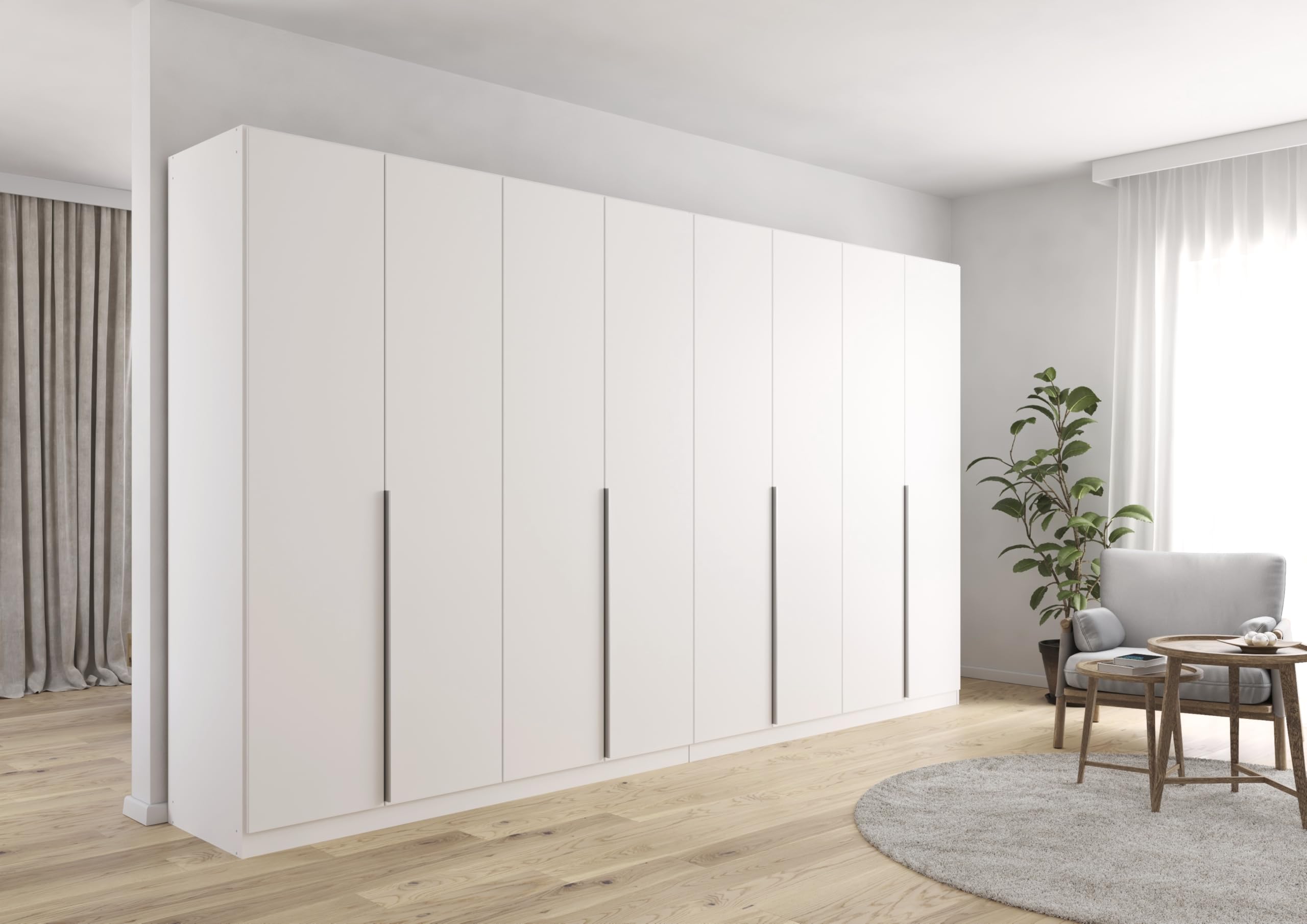 Rauch Möbel Alabama, Kleiderschrank für Schlafzimmer, Kinderzimmer, Wohnzimmer, Garderobe, Flur, 8-türig, mit Zubehör Premium, Farbe Weiß, Breite 360 cm