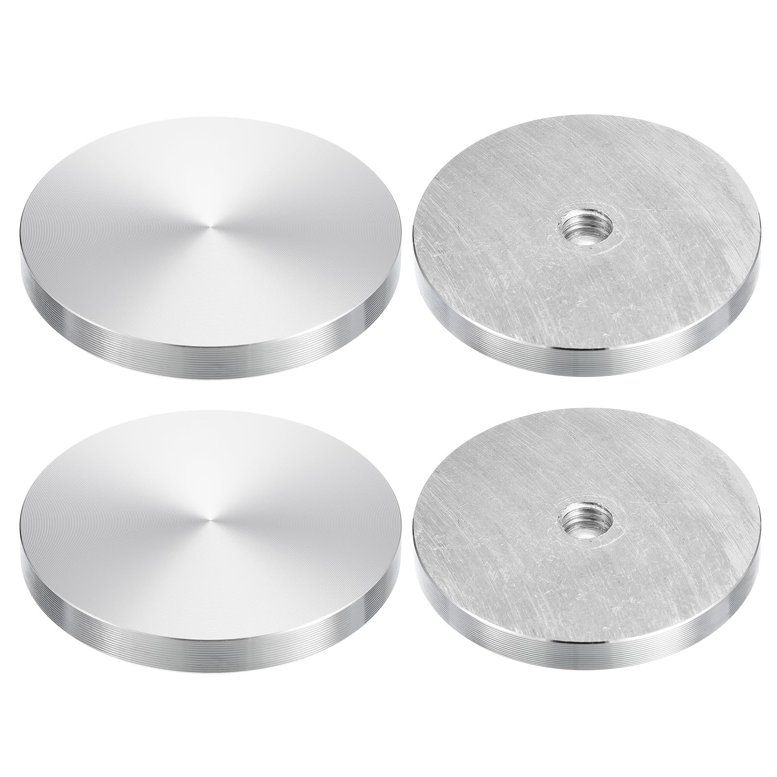 uxcell M10 Thread 60mm Diameter Round Shape Aluminum Disc Hardware 4pcs, Aluminum Circle Disc Glass Top Adapter for Glass Table