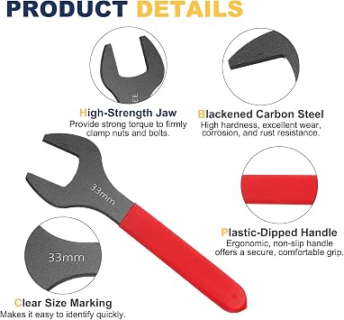 HARFINGTON 2Pcs Super Thin Single Open End Wrench 33mm/34mm Carbon Steel