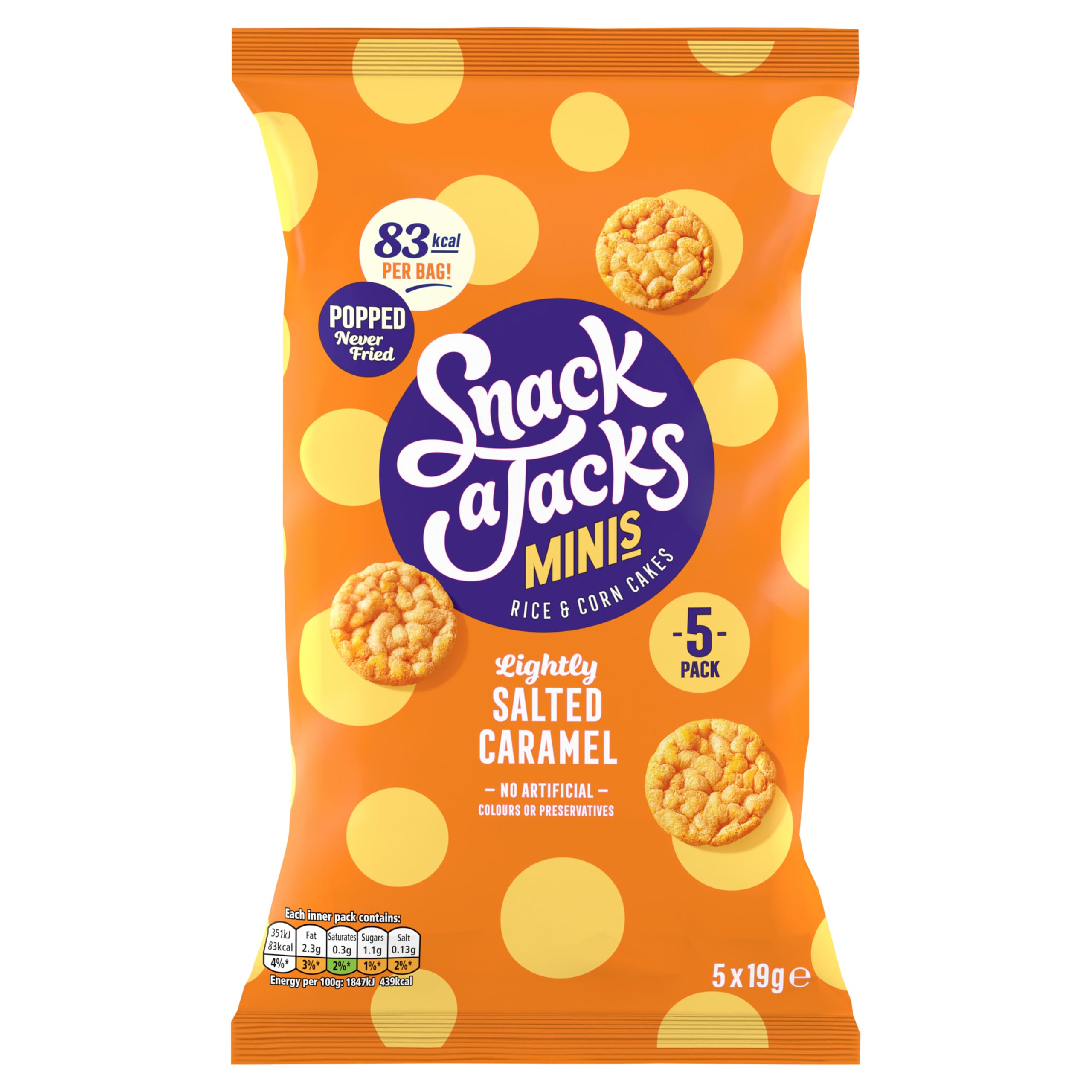 Snack A Jacks MINIS Snacks Salted Caramel Sharing Crisps 5x19g