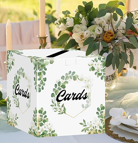 Miniatura 2 de HEIPINIUYE Caja de tarjetas de boda, caja de tarjetas de verde, caja de tarjeta de regalo, caja de tarjeta floral para boda, recepción, fiesta, baby