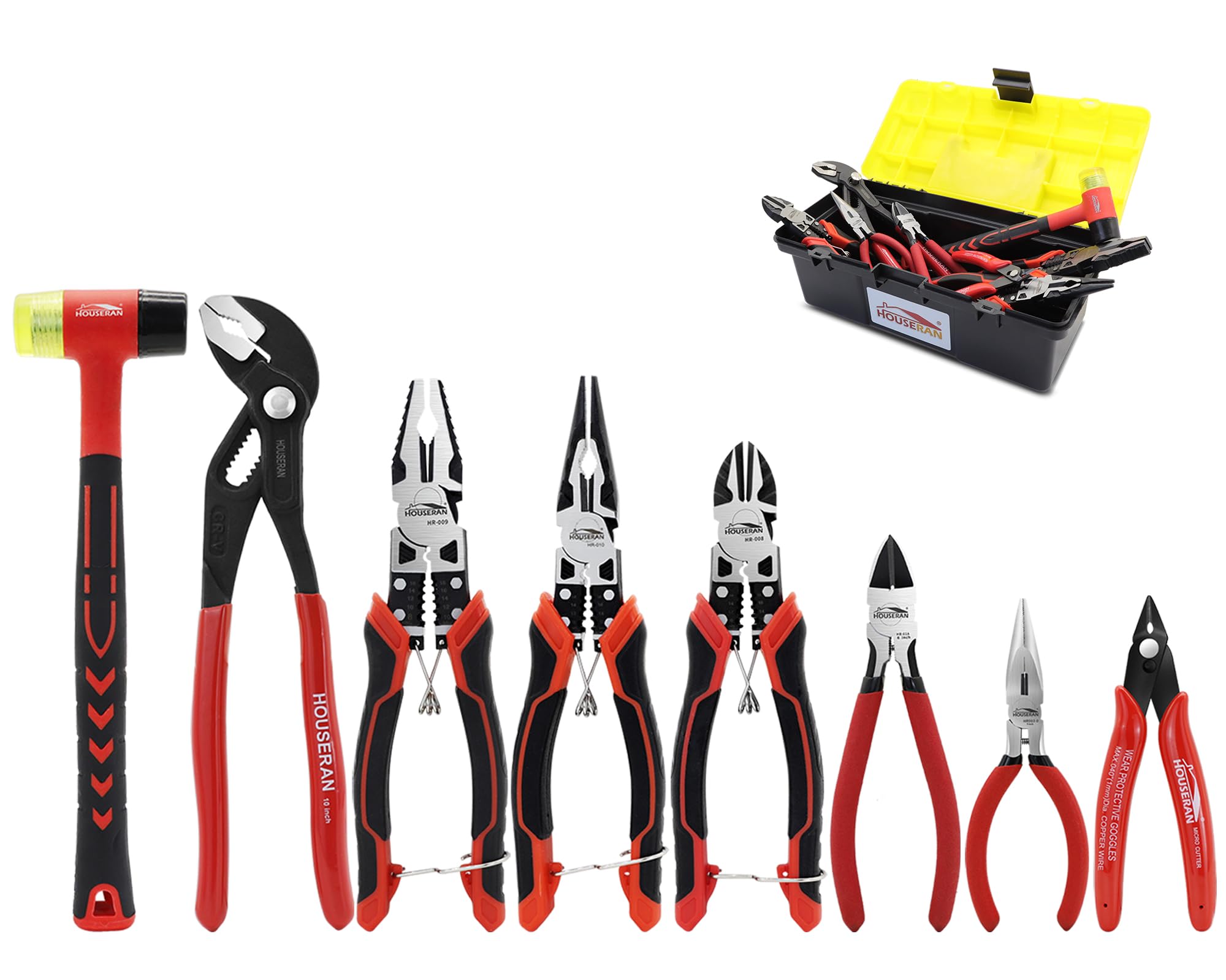 HOUSERAN 8-Piece Tool Set with Case Including 10” Groove Joint