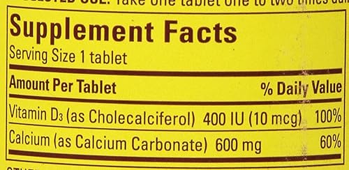 Miniatura 22 de Nature Made Calcio 600 mg con vitamina D3, Suplemento dietético para apoyo óseo, 220 tabletas (paquete de 1)