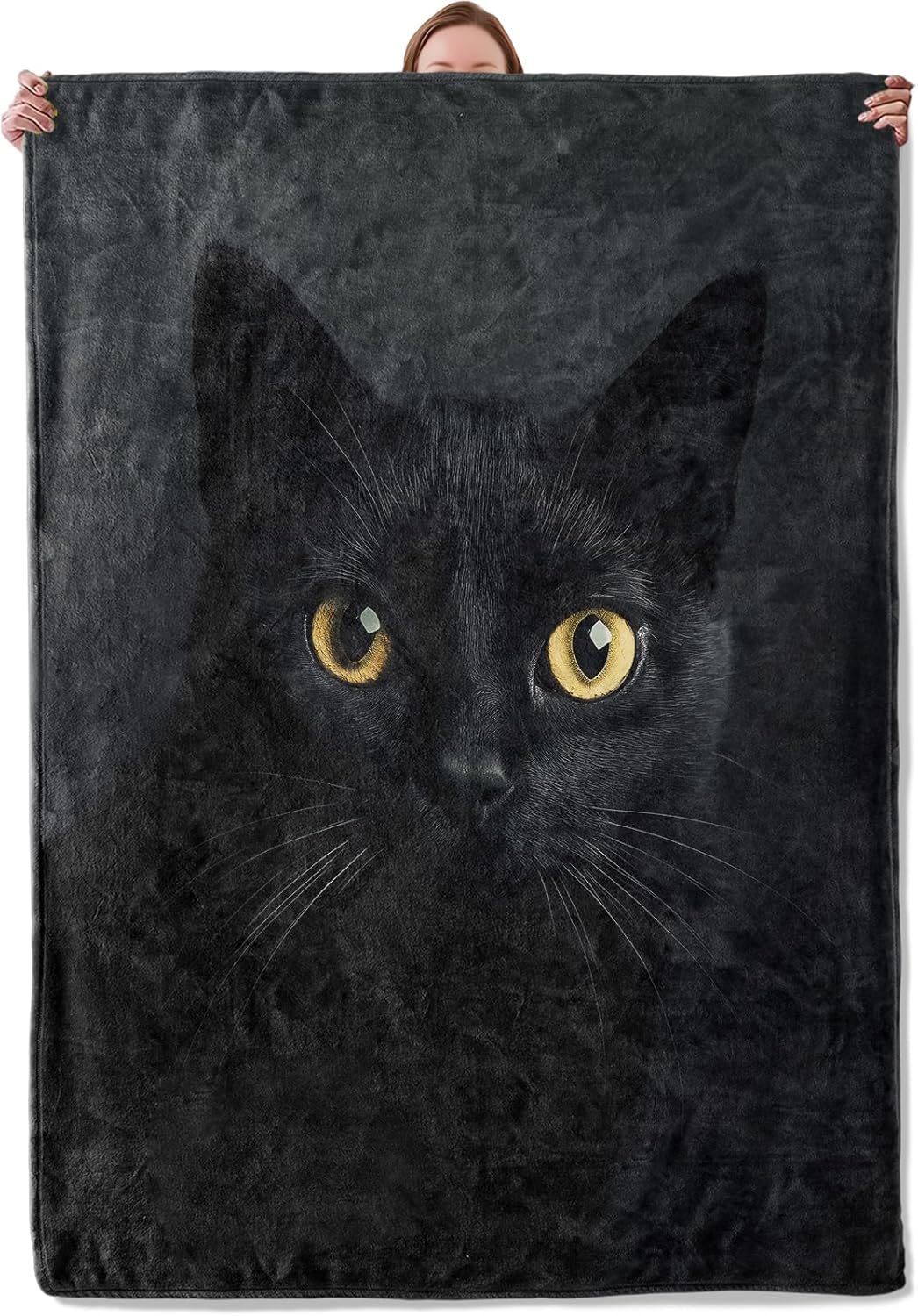 Black Cat Blanket, Black Cat Halloween Themed Themed Flannel Blanket Gifts for Women, Soft Warm Lightweight Blankets for Living Room Home Travel Decor 50" x 60"