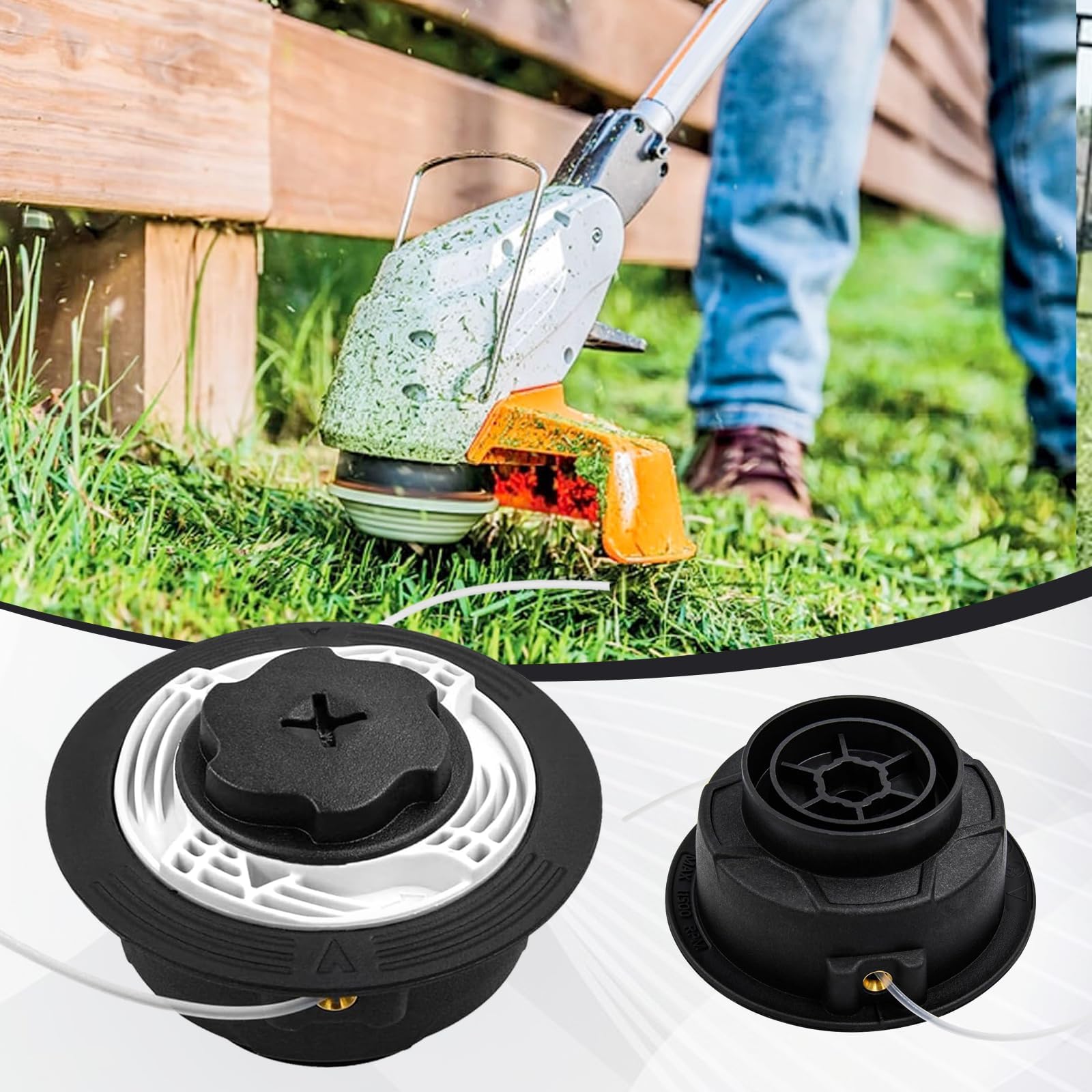 4 Stück Autocut C6-2 Mähkopf für Stihl Motorsense, Fadenkopf mit Tippautomatik Mähkopf Fadenkopf Rasentrimmer Kopf Fadenspule für Stihl Trimmer FS38, FS40, FS45, FS46, FS50, FSE60, FSE71, FSE81 (4)