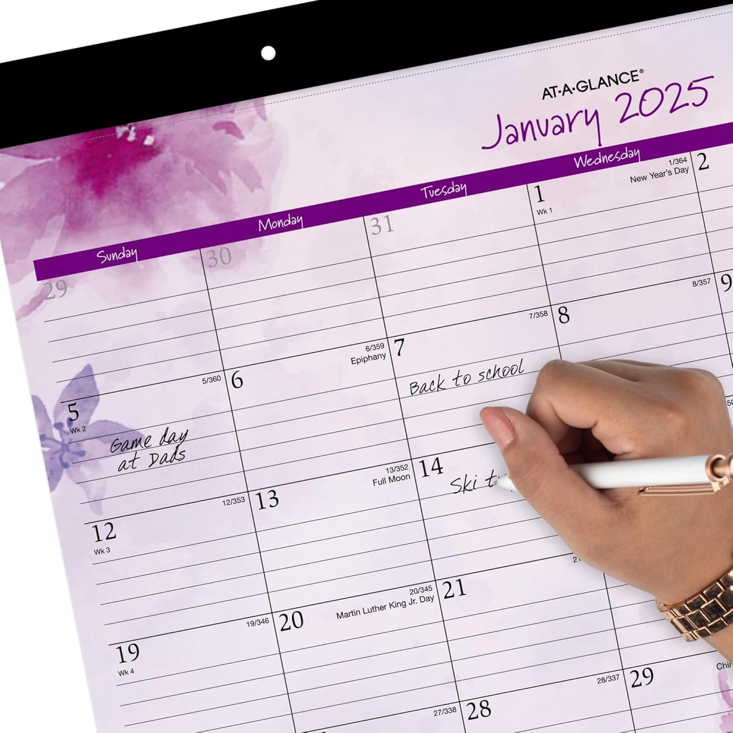 2025 AT-A-GLANCE® Beautiful Day Monthly Desk Pad Calendar, 21-3/4" x 17", Floral, January 2025 To December 2025, SK38-70