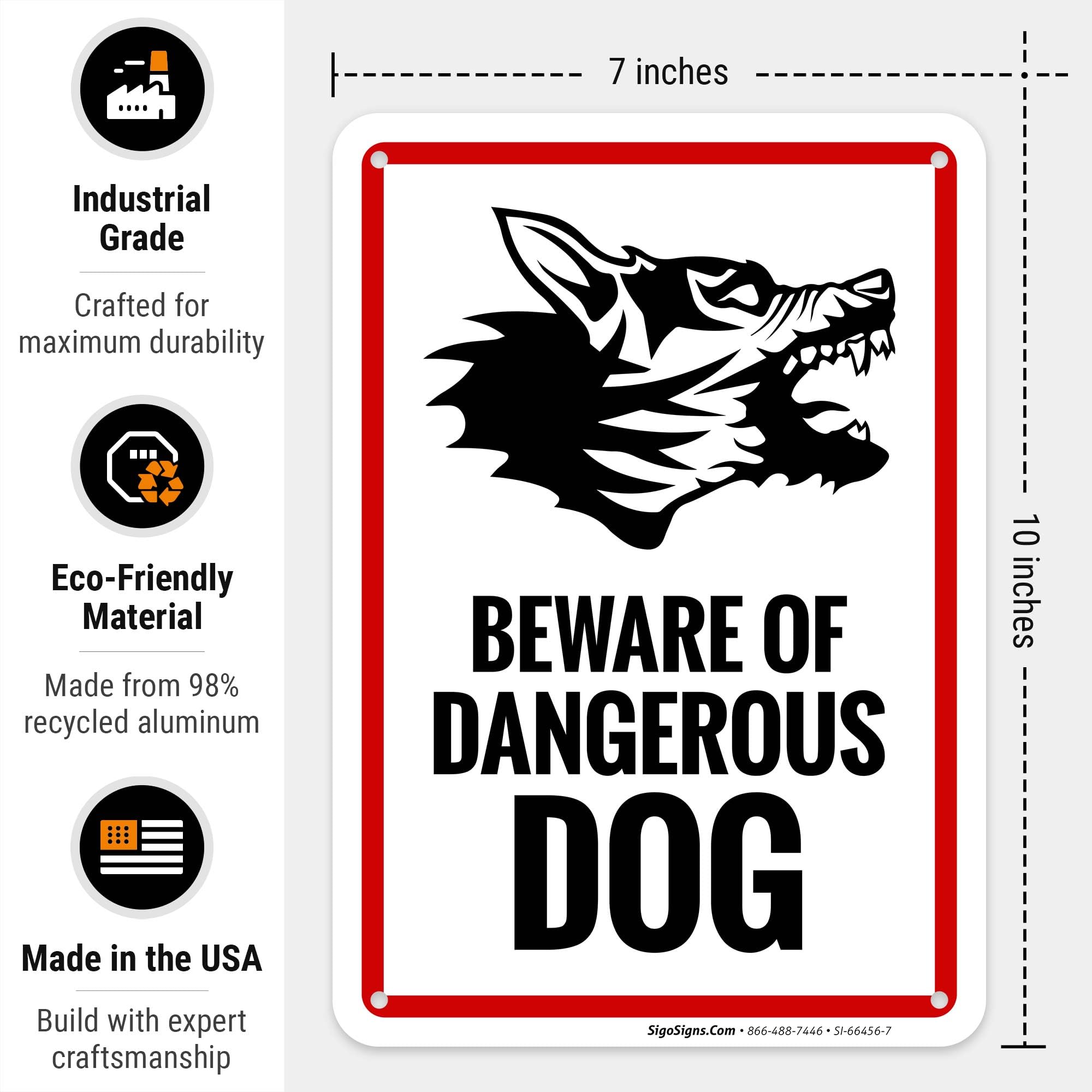 Amazon.com : Beware of Dangerous Dog with Graphic Sign, 10x7