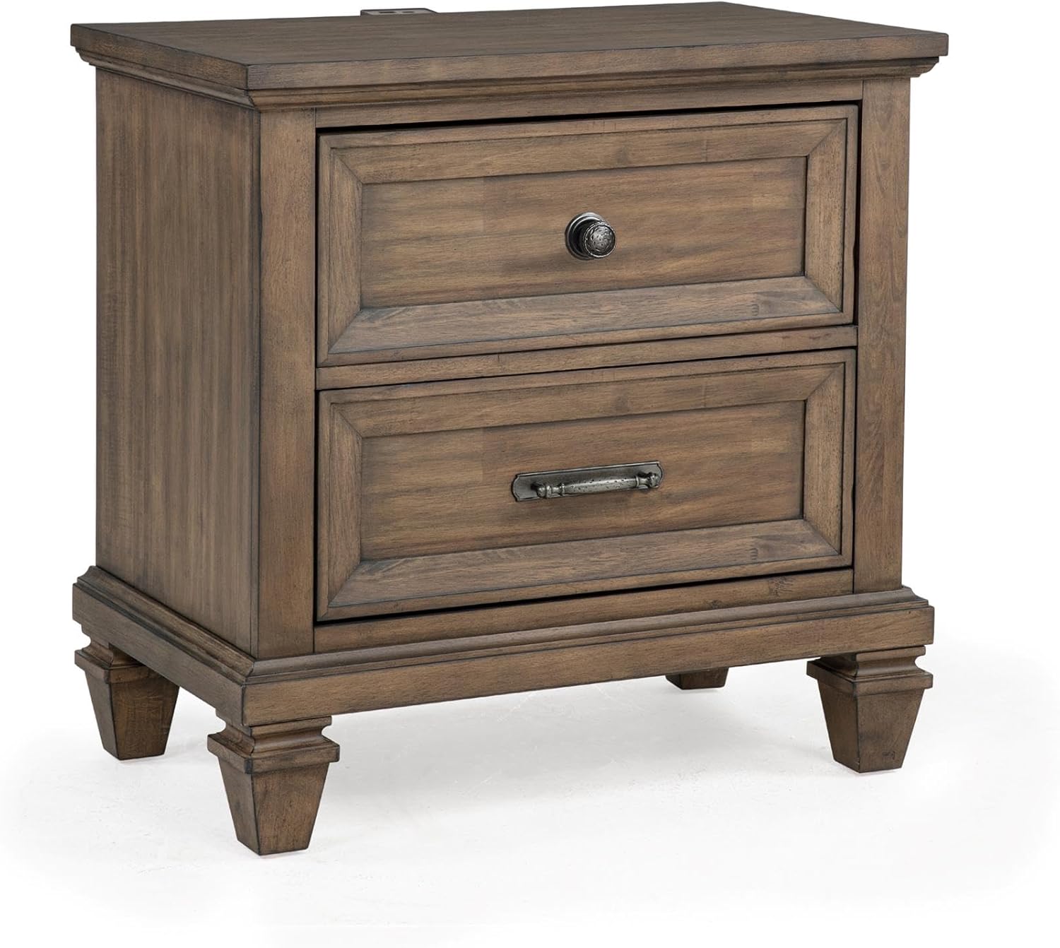 New Classic Furniture Mariana Wood 2-Drawer Nightstand with USB, Vintage Mocha