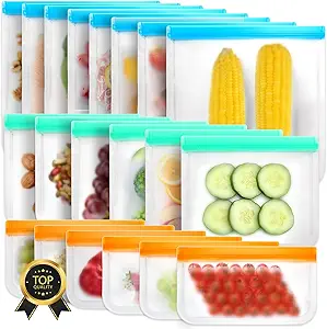 Why These Reusable Freezer Bags Are My New Must-Have Kitchen Secret 2 20 Pack Reusable Silicone Freezer Bags - Leakproof Food Storage Bag - Safe Sealable Snack Bags - Large Keep Fresh Sandwich Bags for Milk Bread Fruit Vegetable Meat Cookie