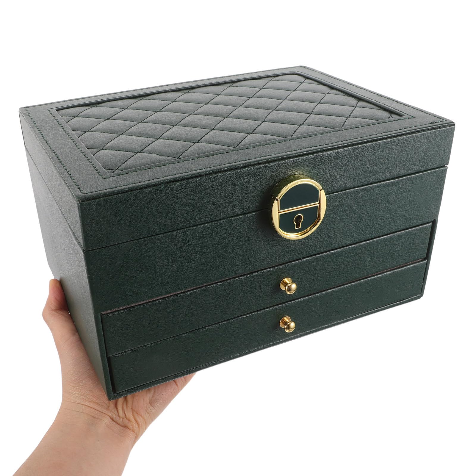 Beaupretty Joyero de 3 Capas Apilable de PU con Compartimentos Organizados