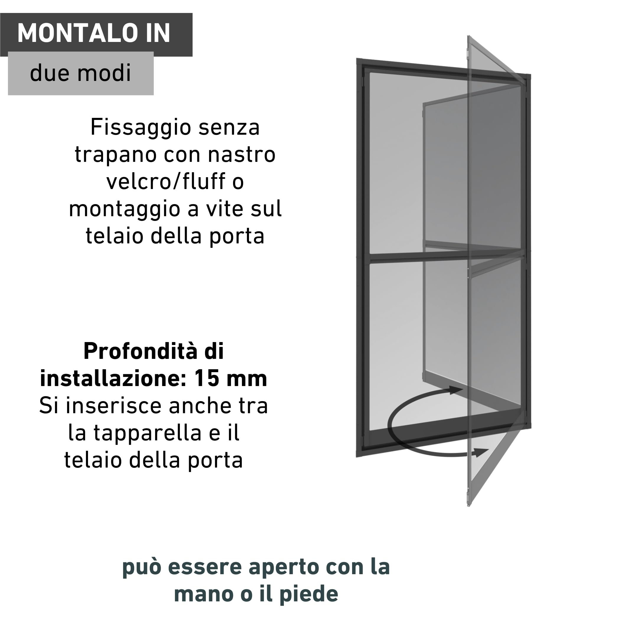 Windhager Expert 03241 - Zanzariera per porta a battente, zanzariera girevole, 100 x 210 cm, antracite