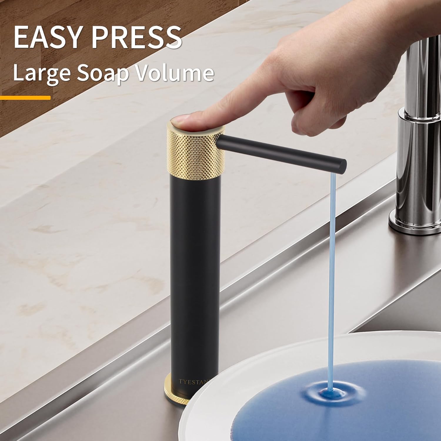 SD-100 Sink Soap Dispenser Brass Pump Head Built in Soap Dispenser for Kitchen and Bathroom Sink with 1000ml Bottle and 59"(1.5m) Extension Tube Kit (Black) - Image 6