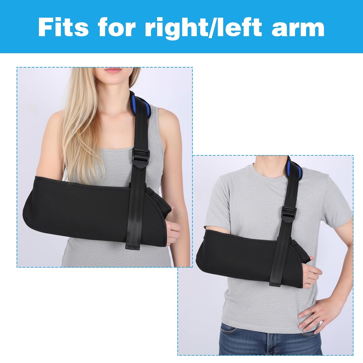 Arm Sling, Shoulder Immobilizer Breathable Sling for Shoulder Injury, Shoulder Sling Immobilizer with Foam Neck Left and Right for Pad Hand, Shoulders, Elbow, Wrist Injury, Versatile Arm Support