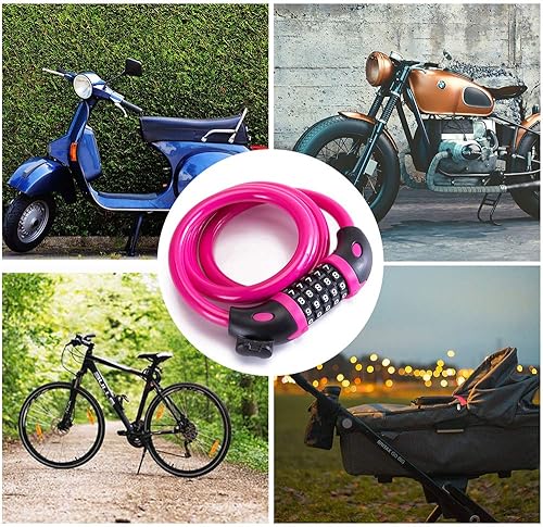 Miniatura 7 de Cadena de bloqueo de bicicleta para bicicleta, cerradura de combinación de 5 dígitos, núcleo de alambre de acero, cerradura de bicicleta de