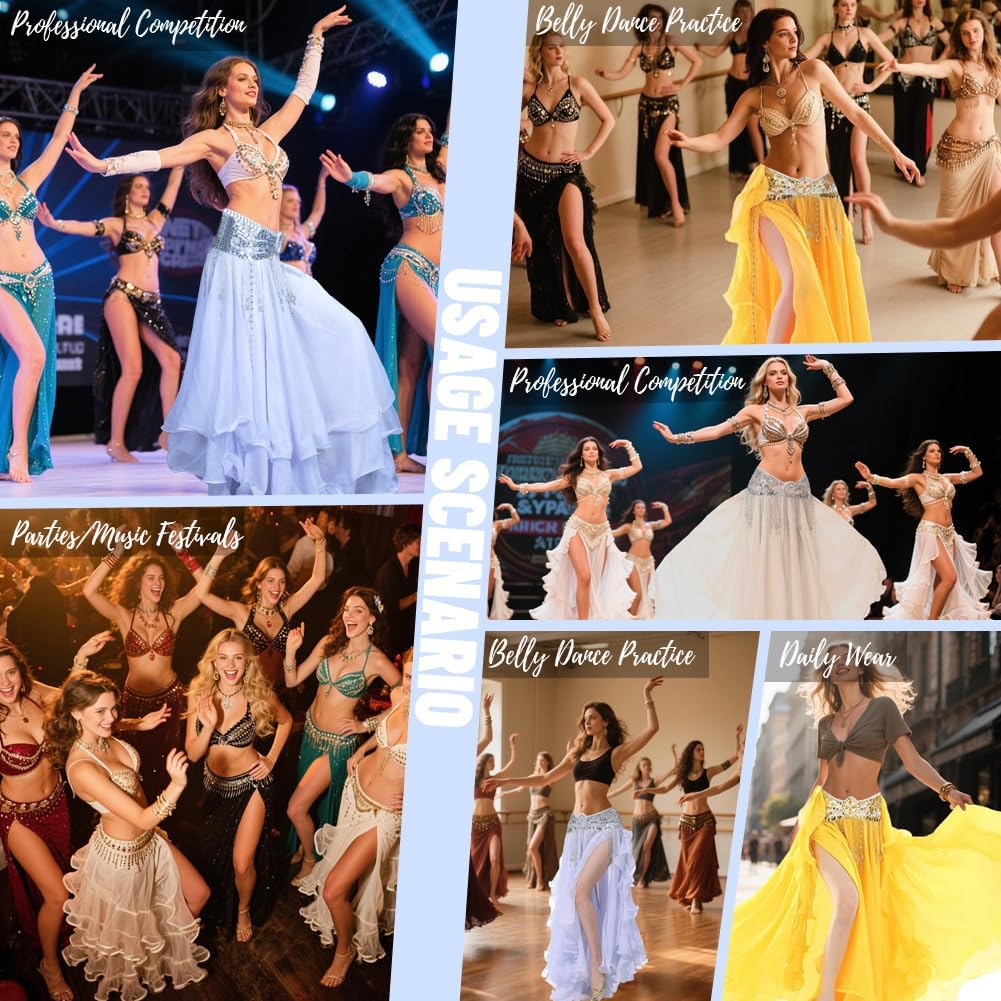 Chiffon Split Belly Dance Skirts Tribal Belly Dancer Costume Full Skirt for Women Carnival Outfit - Image 7