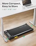 UREVO Under Pad de bureau de marche tapis roulant 4 MPH Vitesse, 2.5 HP 40 dB Quiet Motor (pour l'appartement), 5-Layer Ceinture antidérapante, Smart App (Musique/Concours), Télécommande/LED, Idéal pour la maison & Bureau