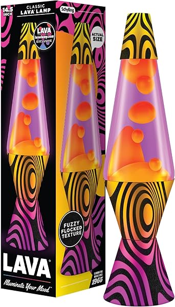 Lava® Lamp - 14.5'' Groovy Gradient Flocked Base - The Original Motion Light - Yellow Wax and Purple Liquid - Item #2015
