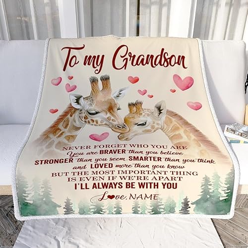 Miniatura 10 de Manta personalizada con texto en inglés To My Grandson from Grandma Pops, Wood I Am So Proud of You I Love You Grandson, manta de vellón