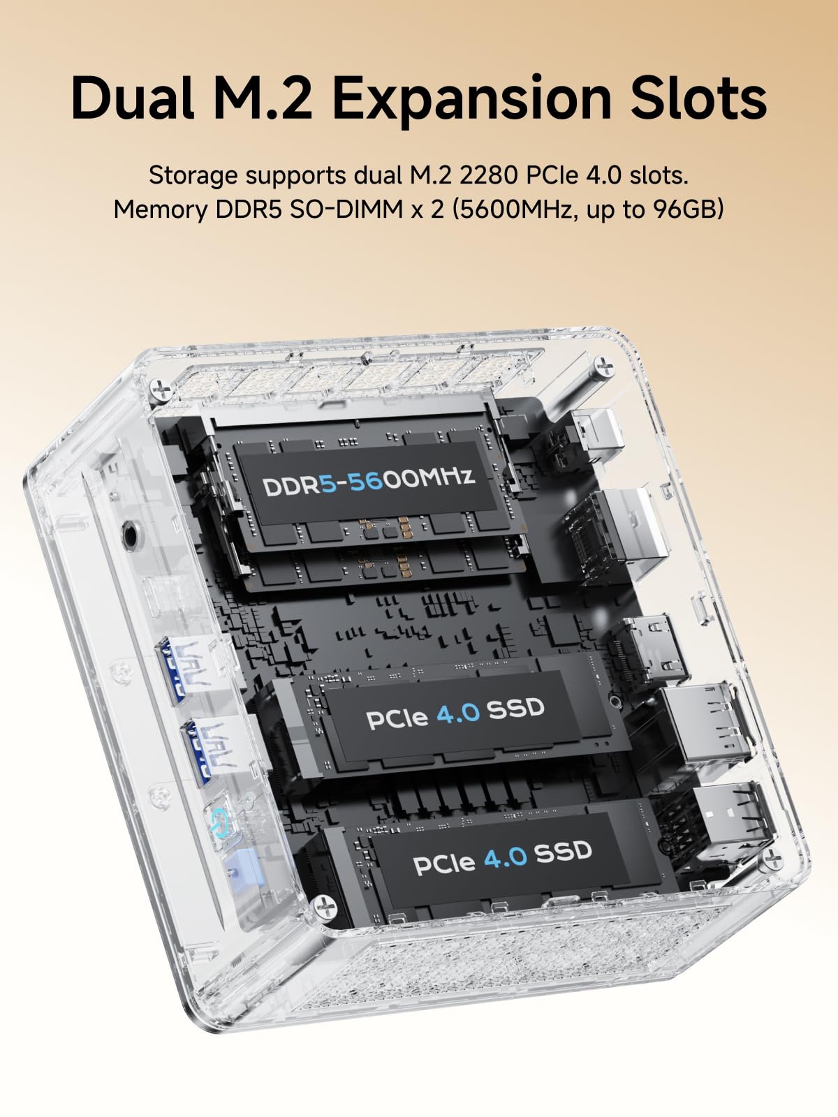MINIS FORUM M1 Lite-125U Mini-PC Intel Core Ultra 5 125U 16 Go RAM DDR5 512 Go SSD HDMI 2.1 DP 1.4 USB 4 LAN 2.5G Wi-Fi 6E Bluetooth 5.2