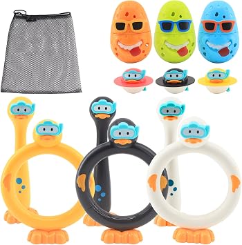 12 Pack Pool Diving Toys for Kids,Duck Pool Float Toys,Swimming Pool Diving Rings,Underwater Swimming Ring,Fun Outdoor Underwater Pool Games for Kids Boys Girls