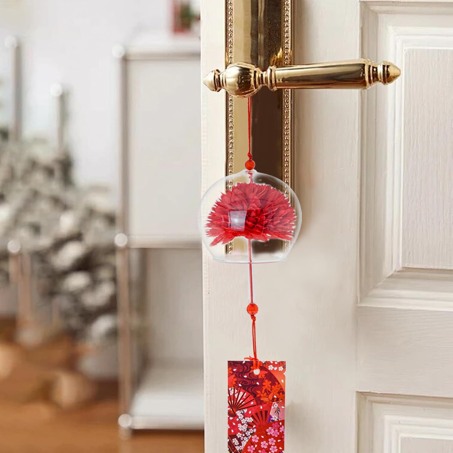 MrMrKura 6 Pcs Japanese Wind Chimes, Colorful Glass Wind Chimes with Label Handmade Bell Wind Chime Pendent for Outside Garden Patio Home Decor (Flower)