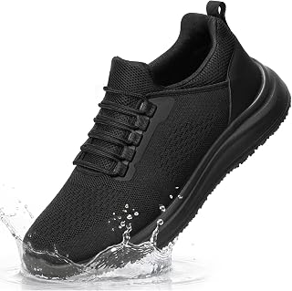Non Slip Work Shoes for Men Water-Repellent Work Sneakers All Black