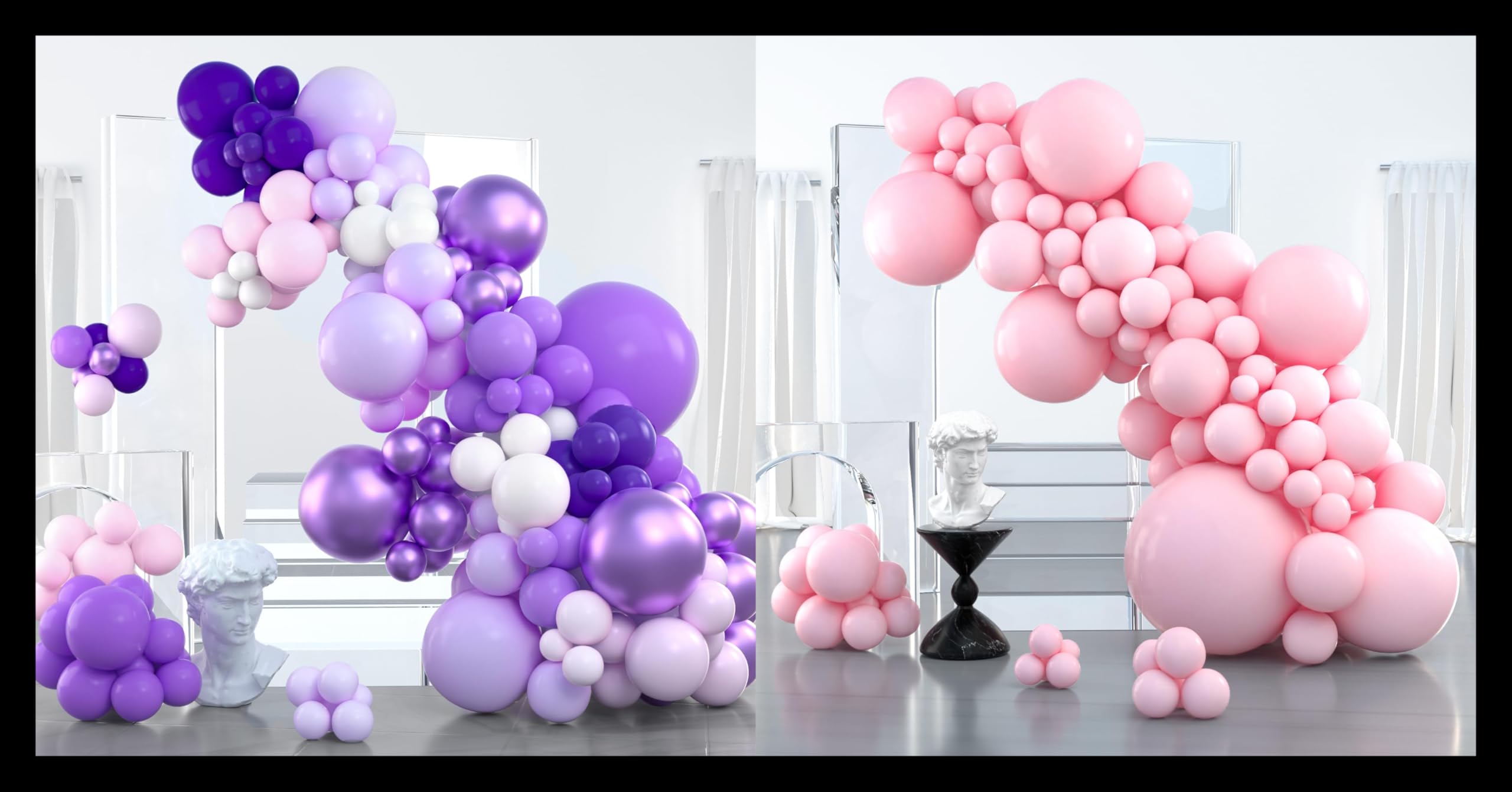 PartyWoo Purple and Pink Balloons 200 pcs Different Sizes of 18 12 10 5 Inch Balloon Arch Kit Garland for Graduation Baby Shower Gender Reveal Wedding Birthday Party Decorations