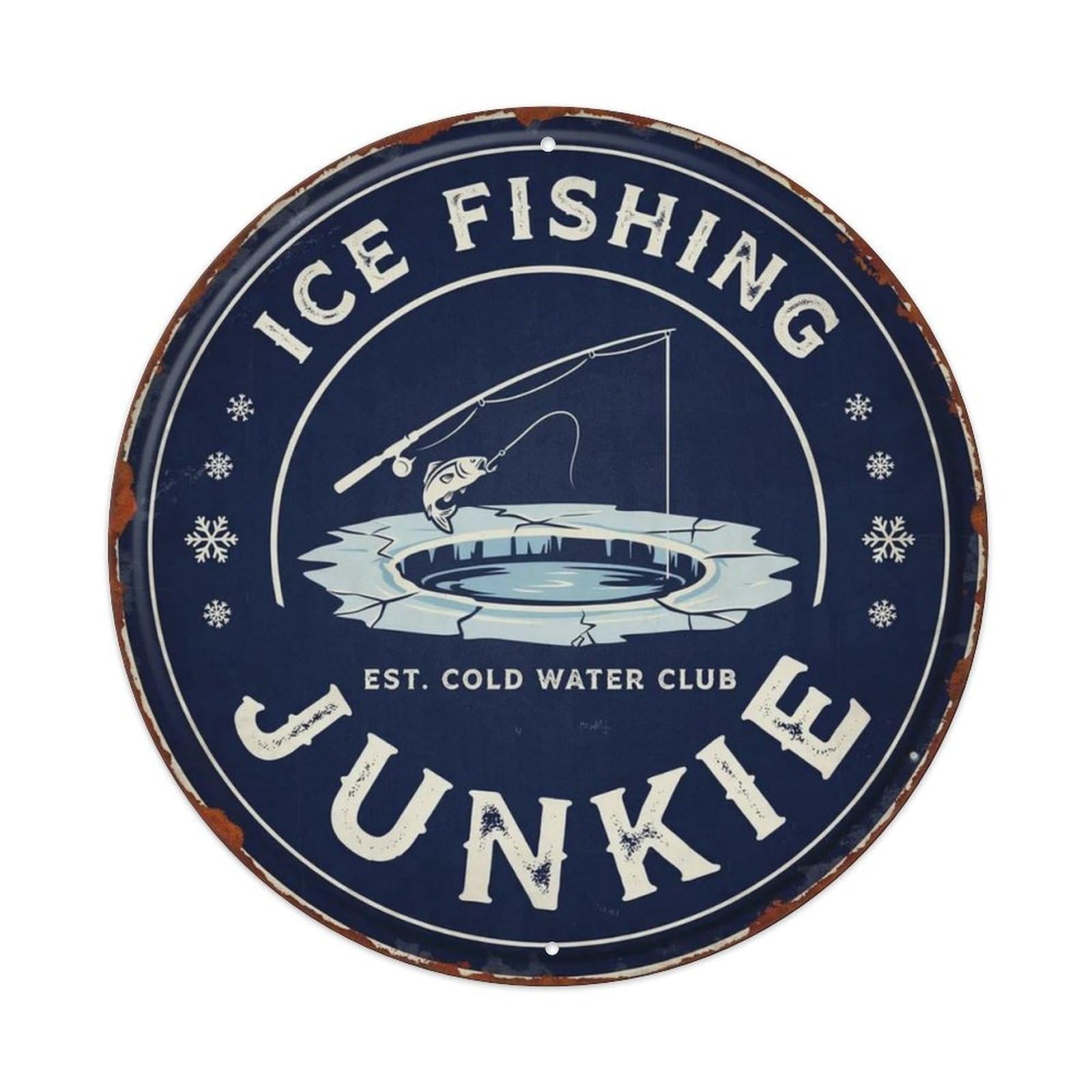 Ice Fishing Junkie Metal Tin Sign Plaque