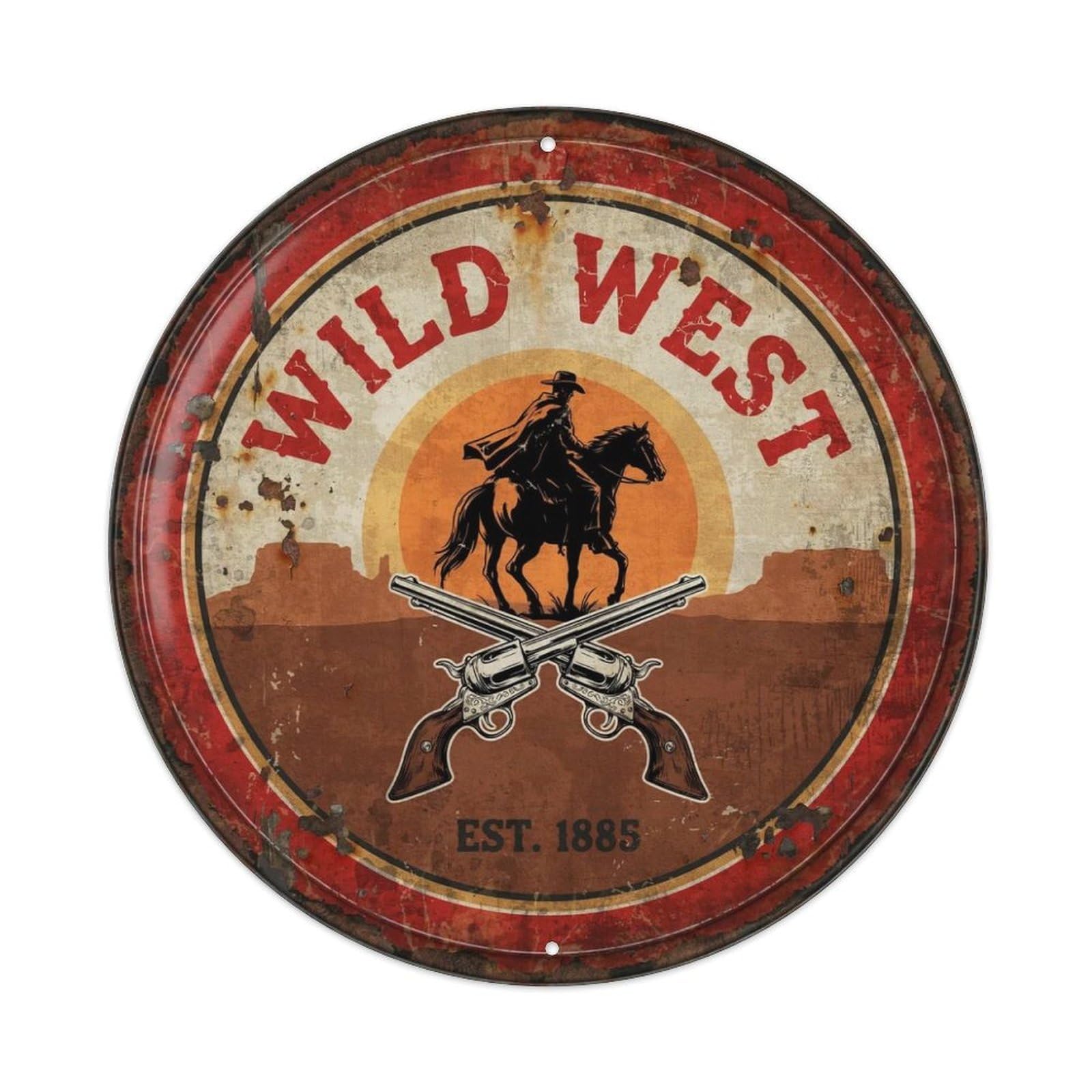 Western Cowboy Style. Metal Tin Sign Plaque