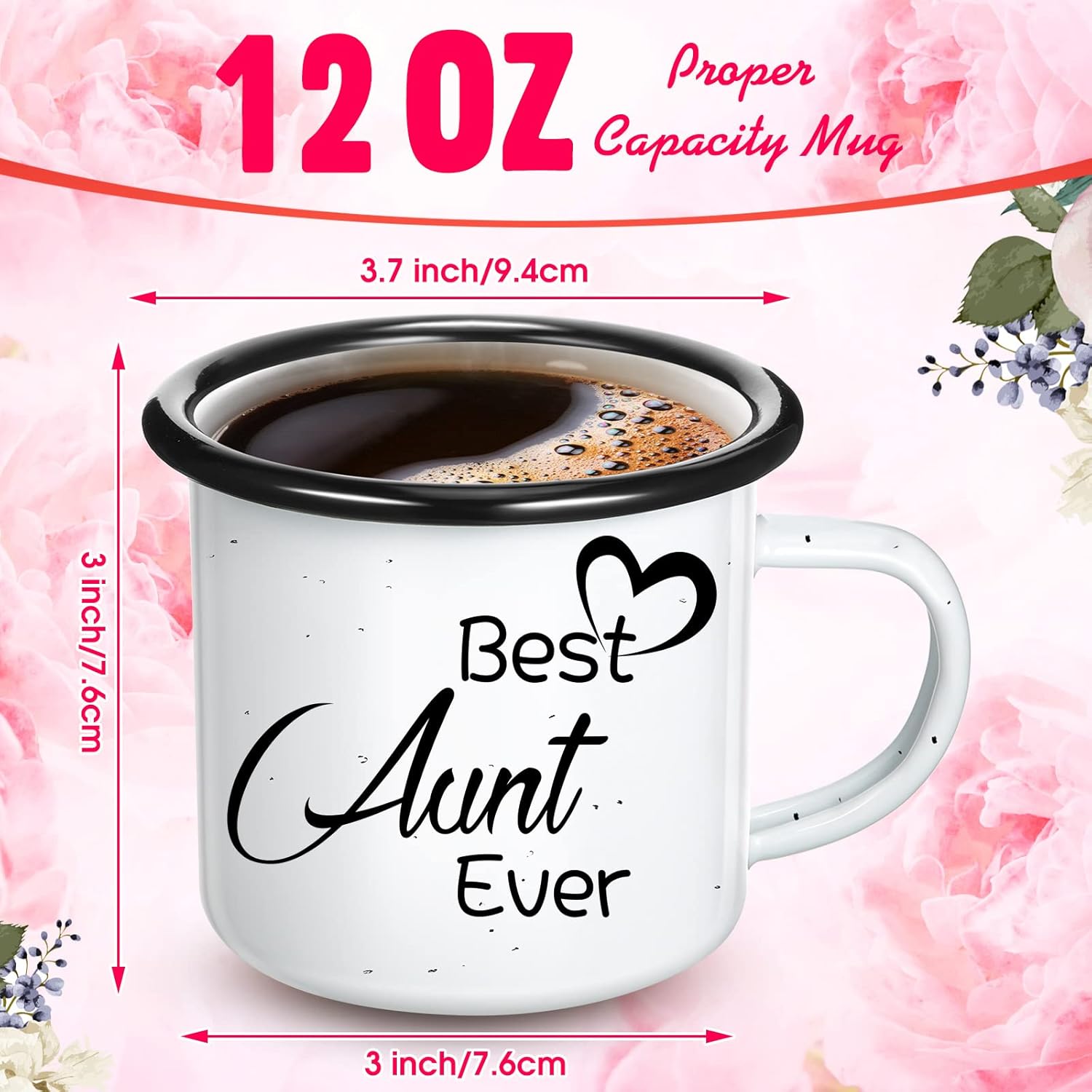 Best Aunt Uncle Ever Coffee Mug Gifts from Niece, Nephew, 12 oz Enamel Travel Cup with Handle, Couple Gift for Mother's Day Birthday Valentine(Best Aunt Ever) - Image 3