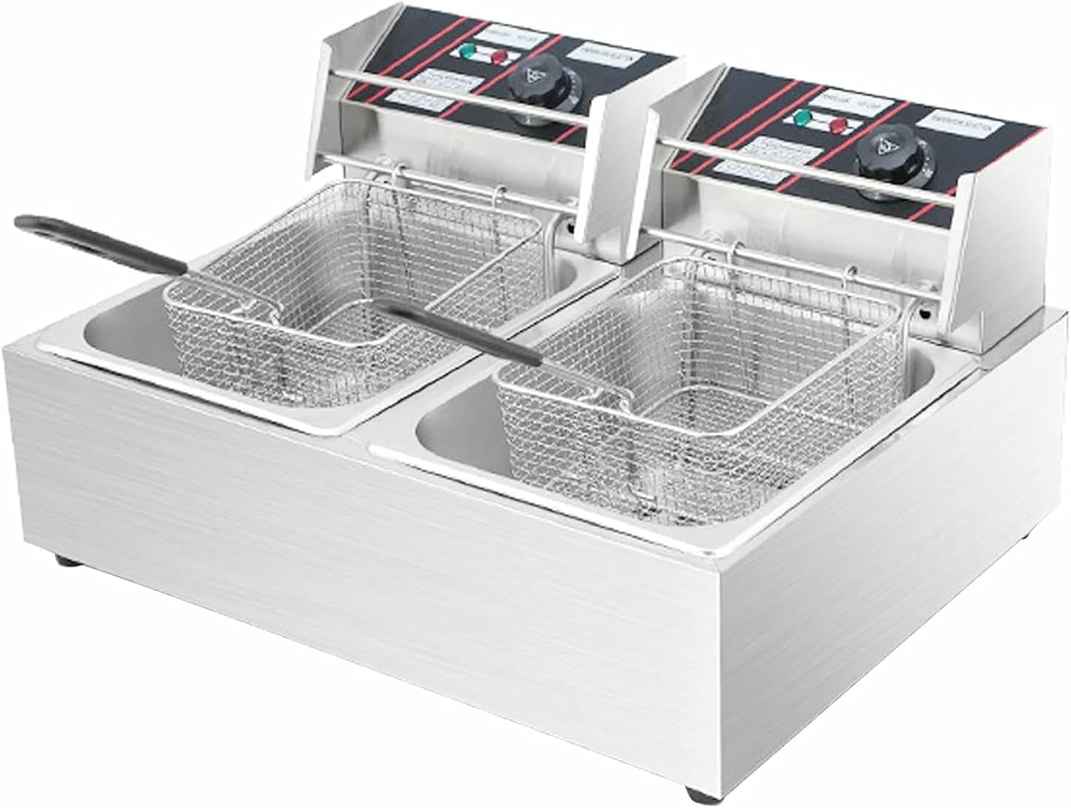 20L Commercial Electric Deep Fryer with 2 Fry Basket High Capacity Professional Countertop Deep Fryers, for French Fry Restaurants Fast Food Stands Snack Bars, Parties~/