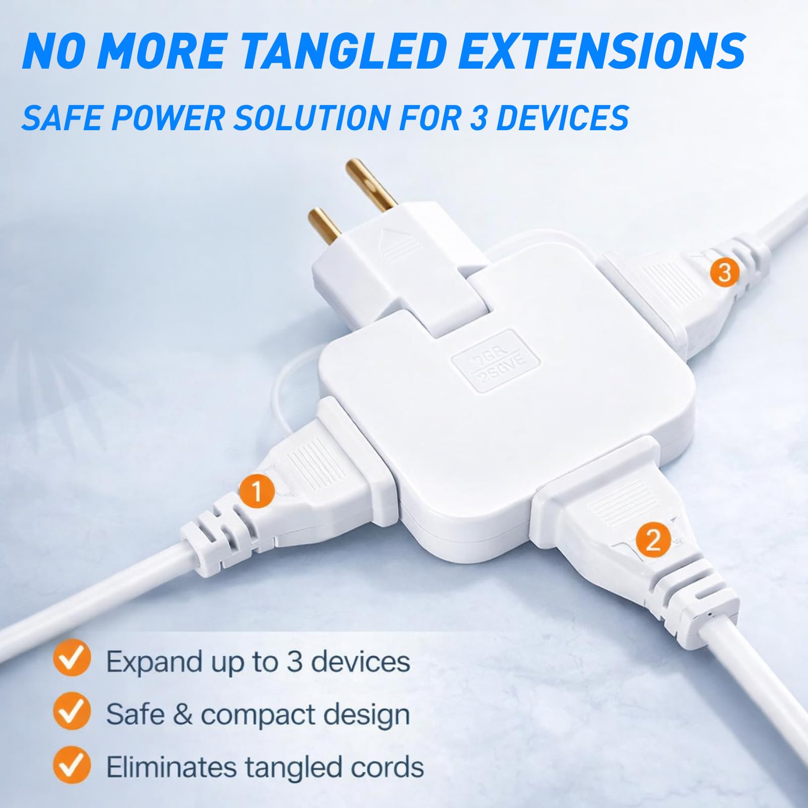 4 Piezas Ladrón Enchufe Plano de Pared con 3 Tomas, Adaptadores Giratorios 180° Ultraplanos, Multiplicador Enchufe para Viajes y Uso Doméstico, Compatibles con Enchufes Europeos y Americanos — view 3