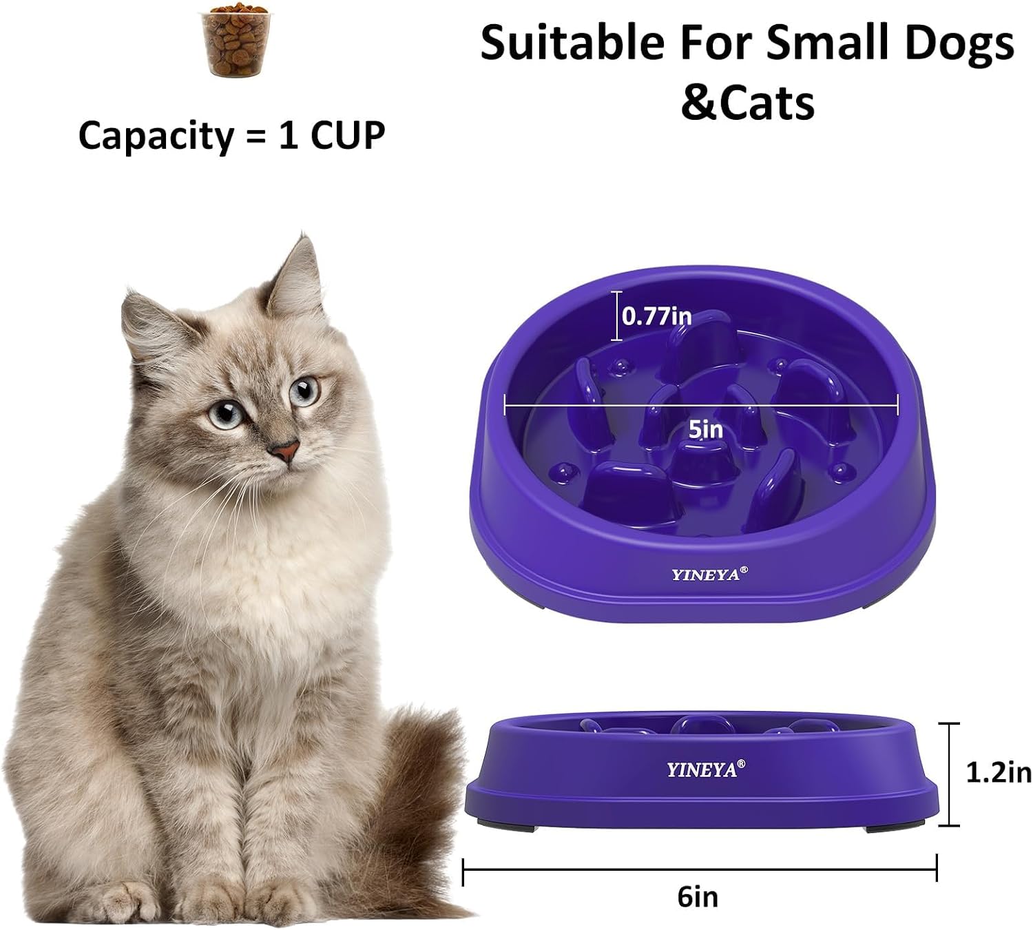 YINEYA Anti-Choking Slow Feeder Dog Bowls Small Size Dog, Slow Feeder Cat Bowl, Supplies and Puzzle for Pet image 5