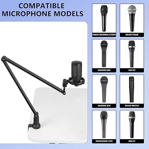Miniatura 5 de Ajuste el brazo del soporte del micrófono para grabación de micrófono, producción de música, escritorio y estudio