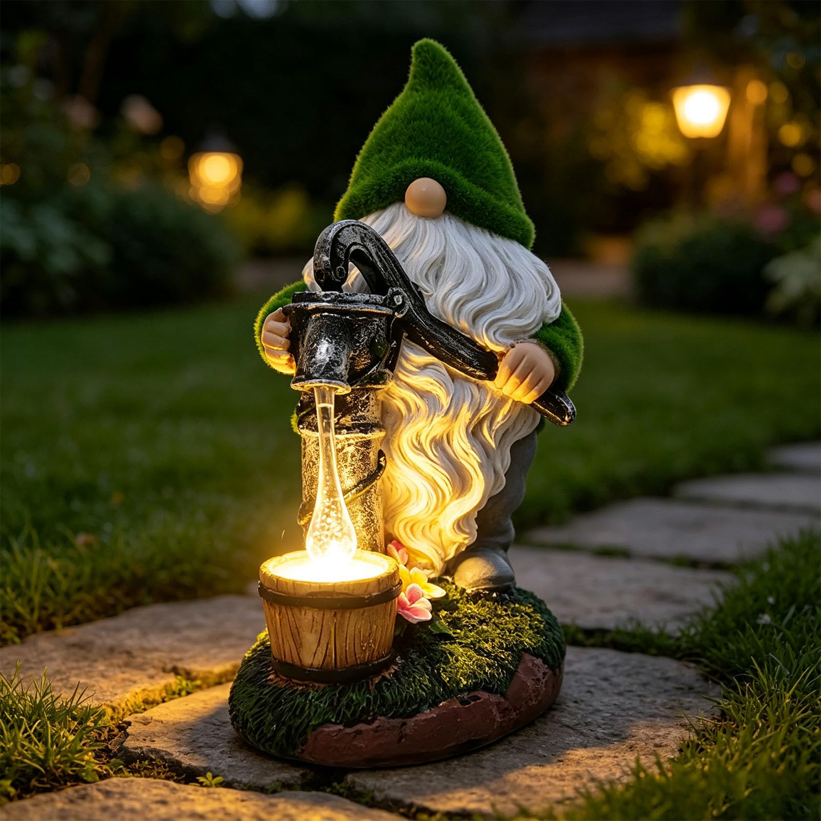 SUNGOOYUE Ornamento Gnomo da Giardino Solare Ricaricabile, Resistente Allo