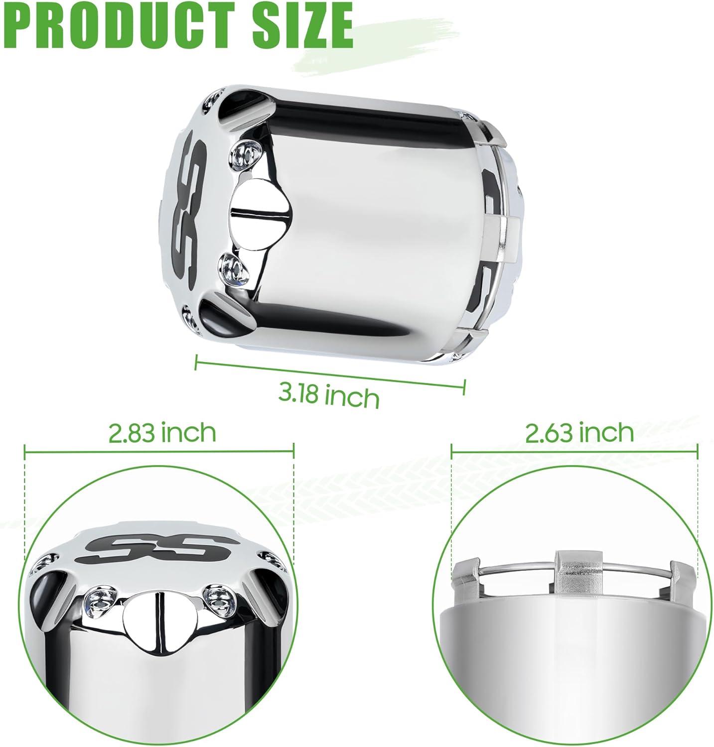 10L0L Universal Golf Cart SS Wheel Center Cap Cover for Yamaha, EZGO, Club Car, 4 PCS (Chrome)