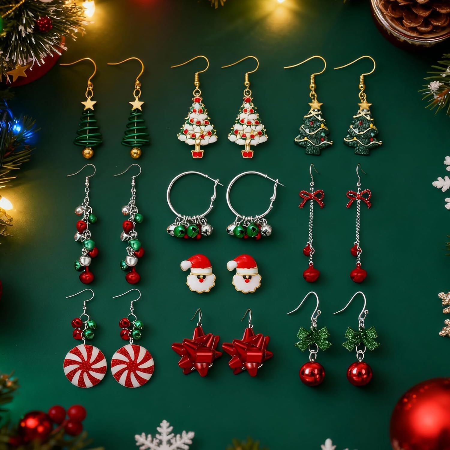 Christmas Earrings for Women Multiple Styles Tree Gingerbread Snowflake Candy Cane Dangle Stud Earrings Xmas Holiday Christmas Jewelry Gifts Stocking Stuffers - Image 5