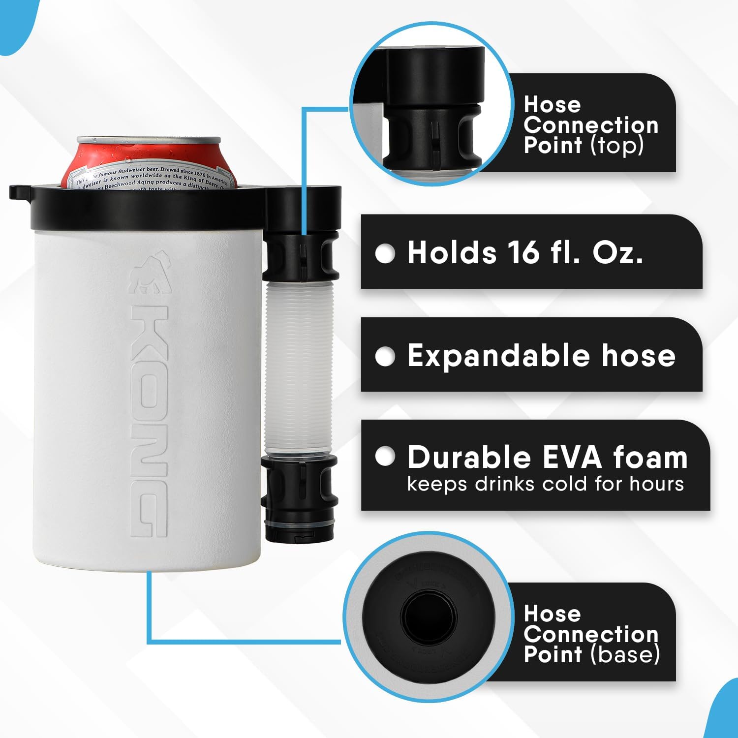 The Kong 2.0 ポータブル缶＆ボトルクーラー/カップ ドリンクを流し込むための取り外し可能な伸びるホース付き (ホワイト)