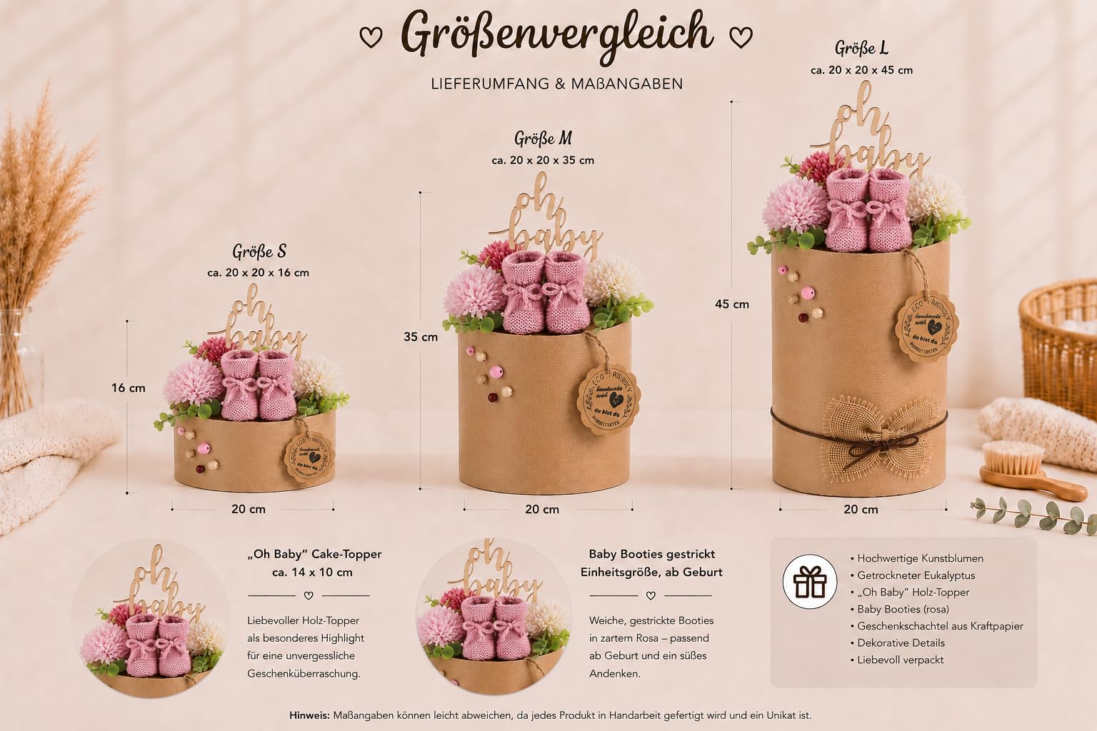 Öko Windeltorte ECO FRIENDLY altrosa – 45 Eco by Naty Öko-Windeln in Kraftpapier ohne Plastikfolie | Geschenk zur Geburt